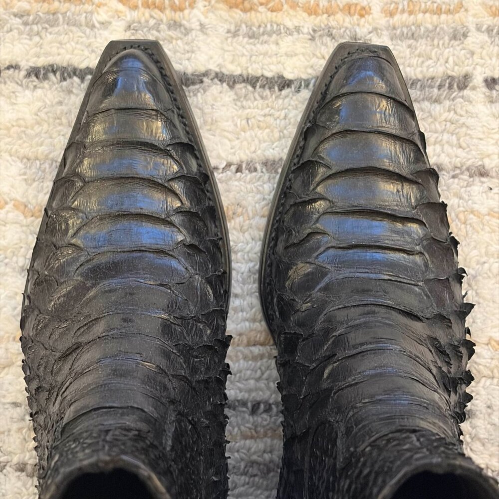 Black "Munich" Python Skin Zip Boots - image 3